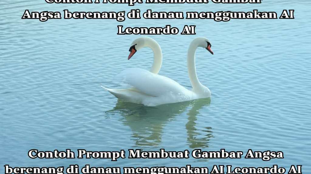 Contoh Prompt Membuat Gambar Angsa berenang di danau menggunakan AI Leonardo AI