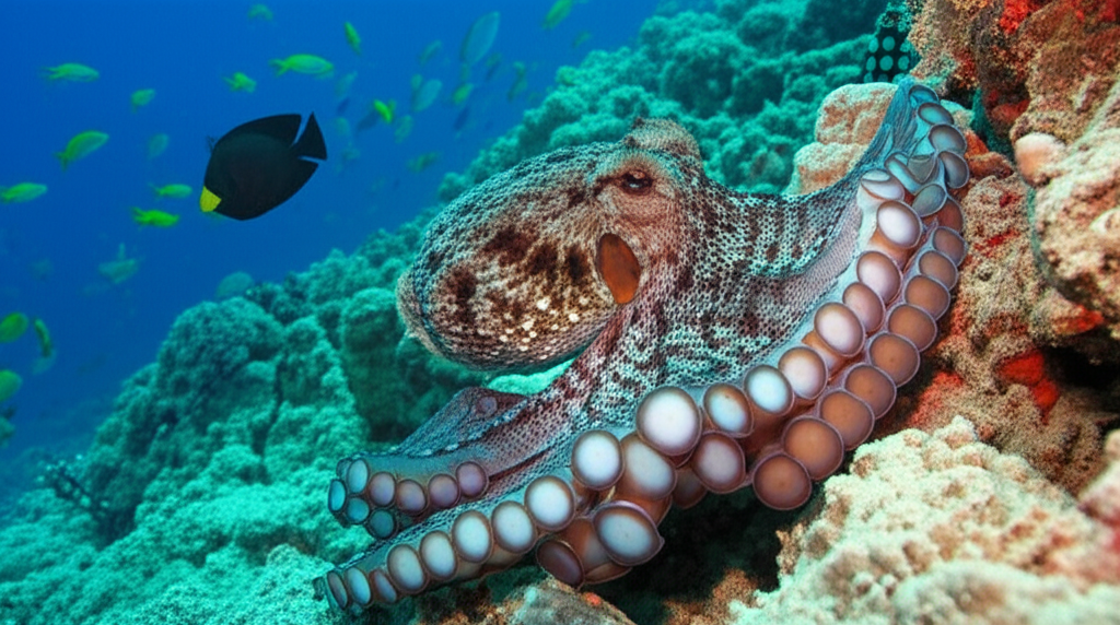 Contoh Prompt Membuat Gambar Gurita menyembunyikan diri menggunakan AI DALL·E 3 Contoh Prompt Membuat Gambar Gurita menyembunyikan diri menggunakan AI DALL·E 3