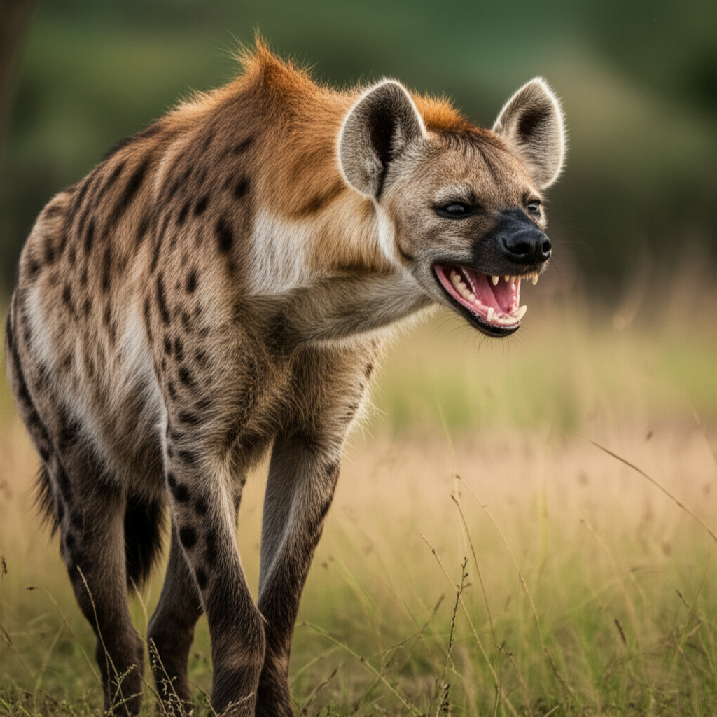 Contoh Prompt Membuat Gambar Hyena tertawa di sabana menggunakan AI BlueWillow