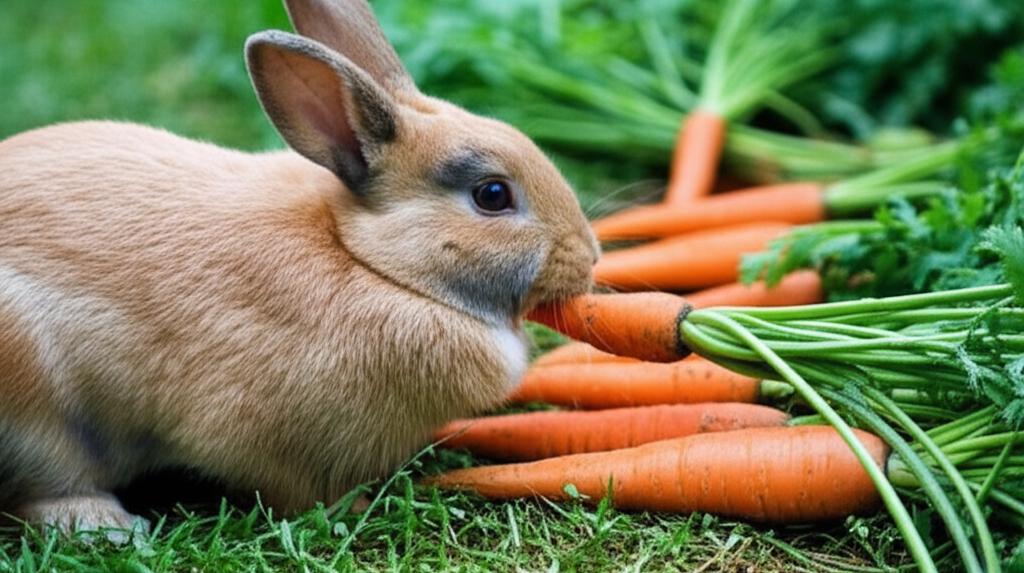 Contoh Prompt Membuat Gambar Kelinci makan wortel di kebun menggunakan AI Stable Diffusion