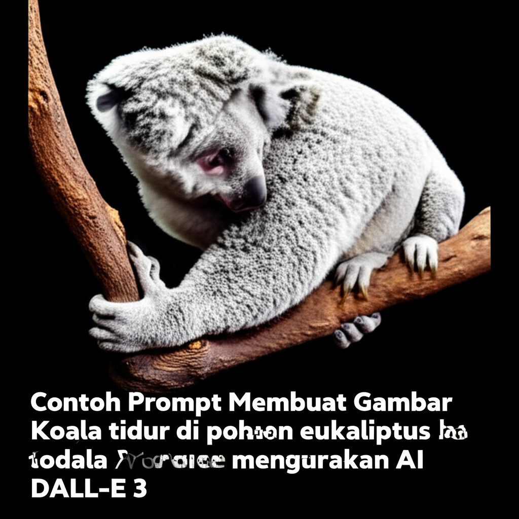 Contoh Prompt Membuat Gambar Koala tidur di pohon eukaliptus menggunakan AI DALL·E 3