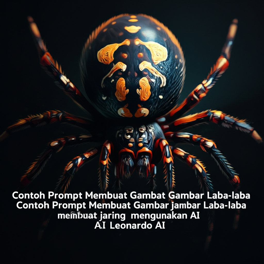 Contoh Prompt Membuat Gambar Laba-laba membuat jaring menggunakan AI Leonardo AI