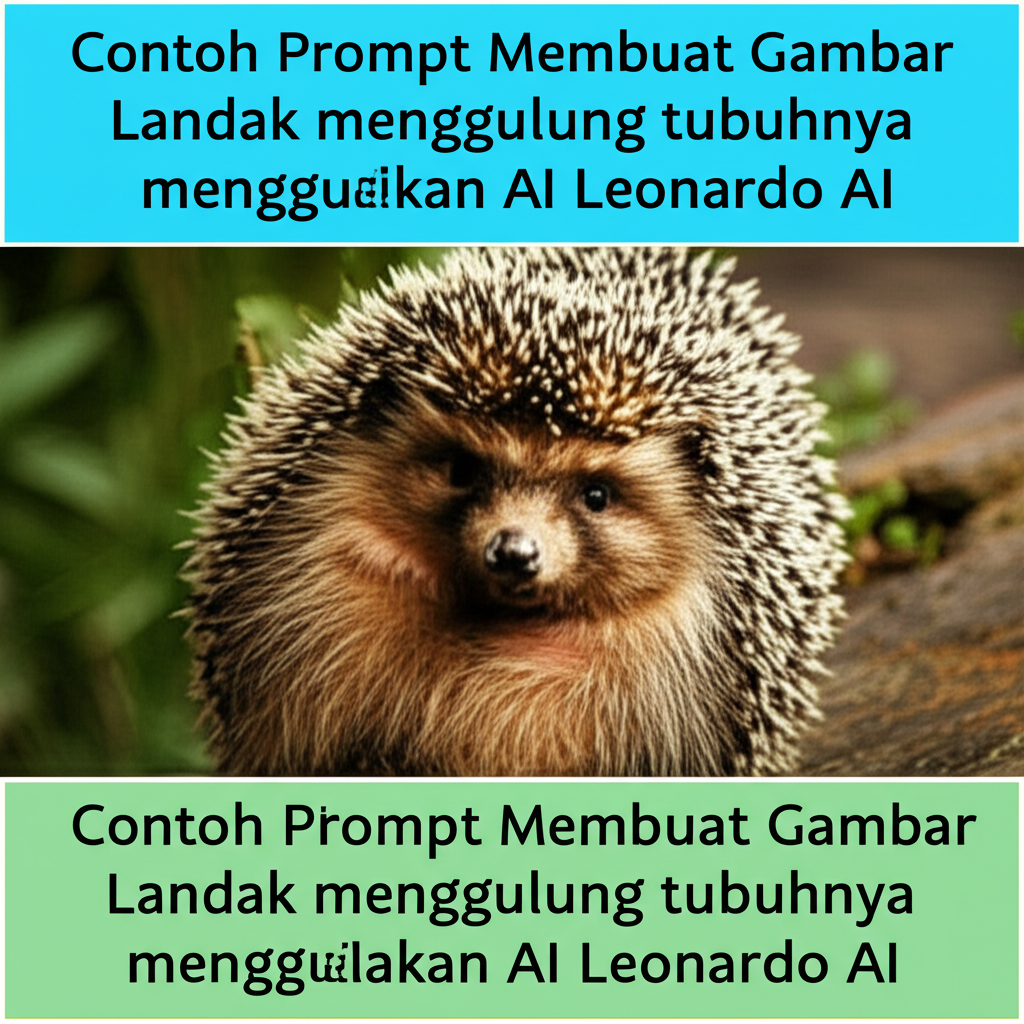 Contoh Prompt Membuat Gambar Landak menggulung tubuhnya menggunakan AI Leonardo AI